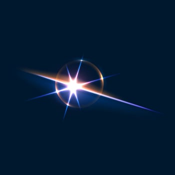 Sparkle flare flash effect, glow light, star shine vector