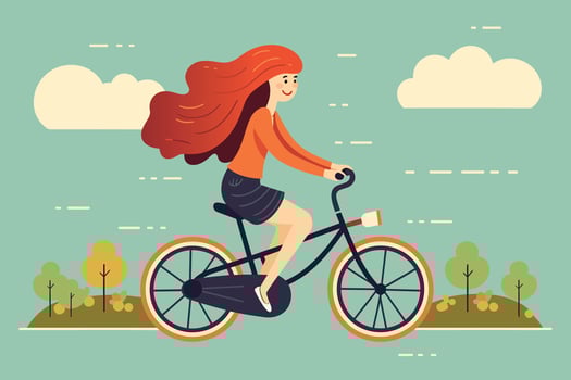 beautiful girl riding bicycle vector illustration