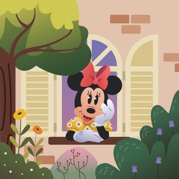 Cute Mouse Girl Looking Outside of The Window vector