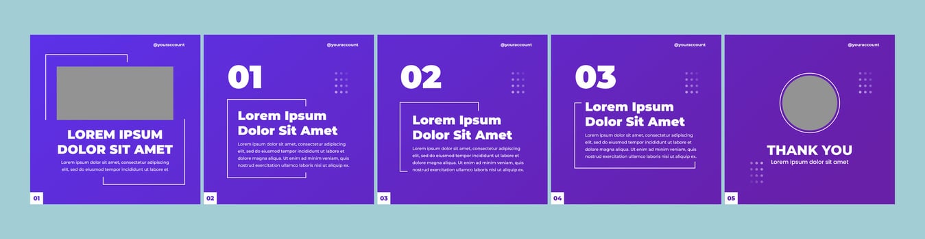 creative carousel template for social media post. pink purple gradient theme social media template vector
