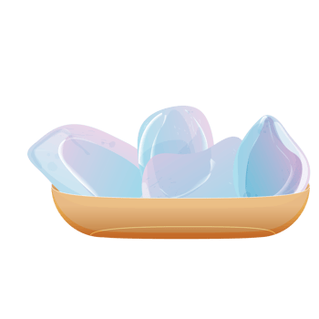 Minerals in a plate. Crystal Stone Set. Healing Transparent Healing Quartz. Blue Gradient Transparent Bright Gemstone. The Magic Gem png