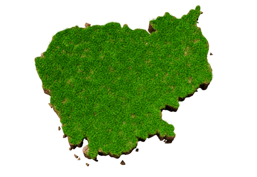 Cambodia Map Grass and ground texture 3d illustration png