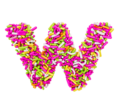 Alphabet W made of Colorful Sprinkles Letter W Rainbow sprinkles 3d illustration png