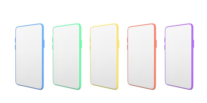 Realistic smartphone mockup. Mobile phone display. 3D template illustration. Vector illustration