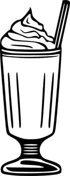 Milkshake drink black outlines vector illustration