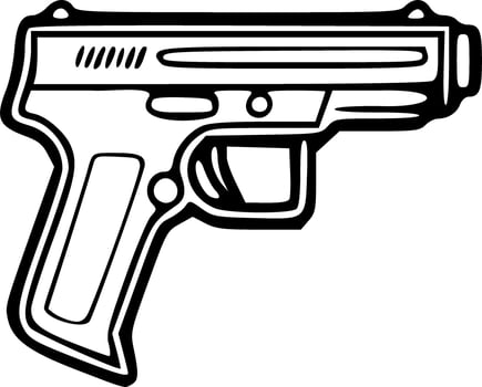 Pistol icon black outlines vector illustration