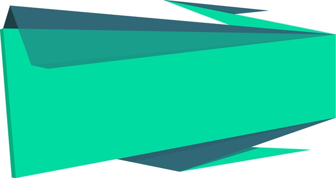 Paper origami style ribbon in green color. vector