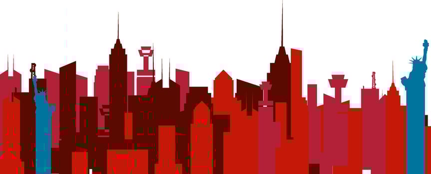 Illustration of New York city skyline. vector