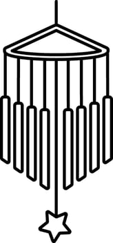 Line art icon of wind chime, lifestyle concept. vector