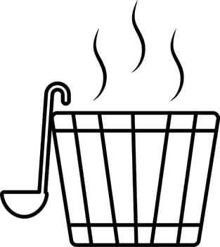 Spa treatment, line art icon of sauna bucket. vector