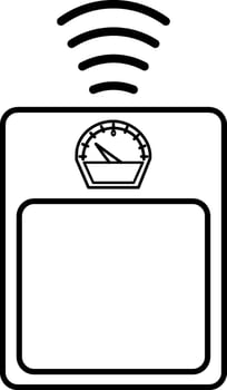 Black line art weight scale icon. vector
