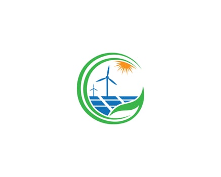 Abstract wind turbine clean energy logo design symbol modern windmills vector. vector