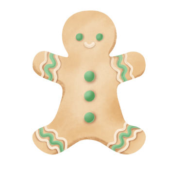 Gingerbread man cookies hand drawn water color illustration png