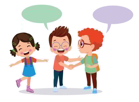 little kid do hand shake with friend acquaintance vector