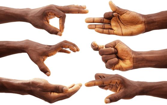 Set of black Hand gestures isolated on transparent background png