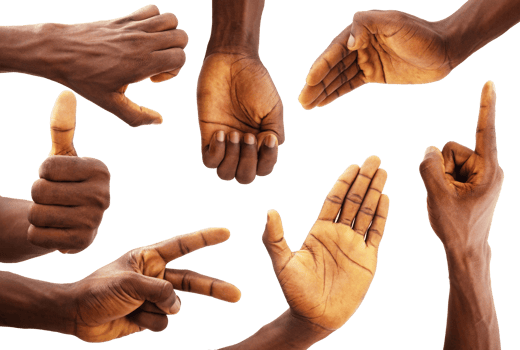 Set of black Hand gestures isolated on transparent background png