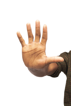 Black hand making stop sign. say no hand gesture png