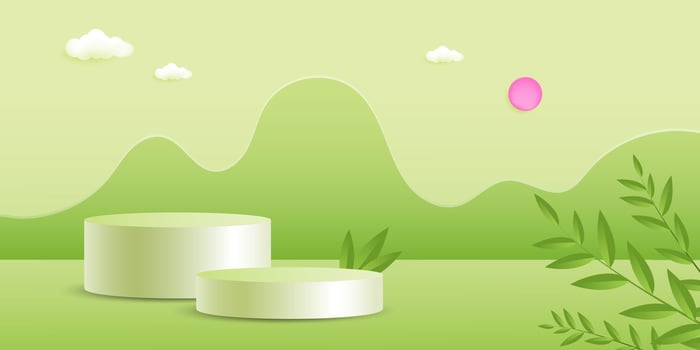 3d podium showcase with nature landscape background vector
