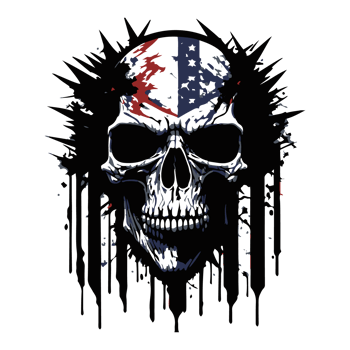 american independence day t shirt design, skull face with usa flag t shirt design png