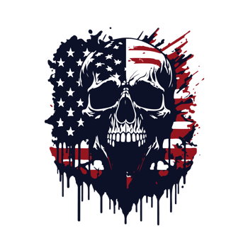 american independence day t shirt design, skull face with usa flag t shirt design png