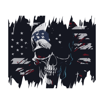 american independence day t shirt design, skull face with usa flag t shirt design png