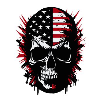american independence day t shirt design, skull face with usa flag t shirt design png