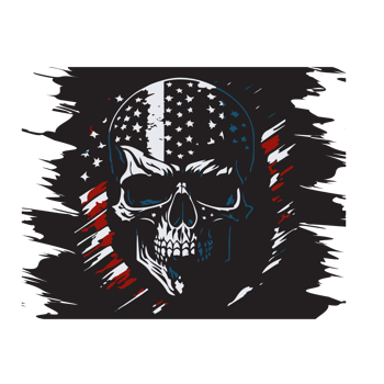 american independence day t shirt design, skull face with usa flag t shirt design png