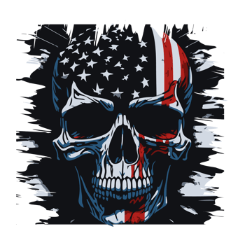 american independence day t shirt design, skull face with usa flag t shirt design png