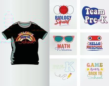 back to school design bundle for t shirt, merch design, apparel design, sticker design, mugs design, vector