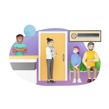 Queue At Hospital 3D Character Illustration png