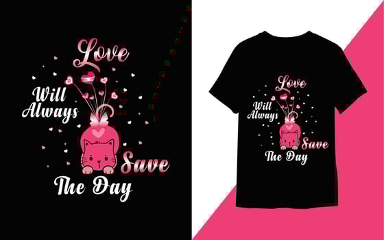cute cat love typography t-shirt design. vector