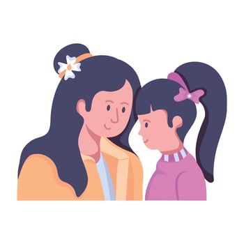 Trendy Mother Daughter vector