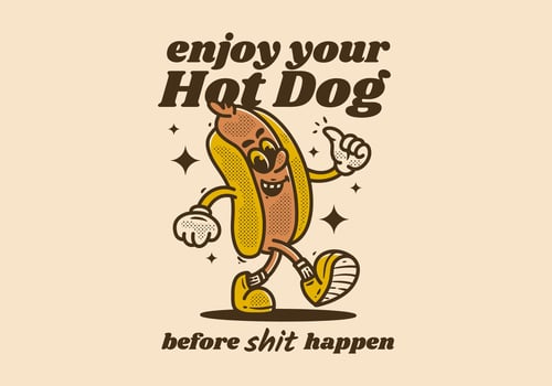 Vintage mascot character of hotdog with quote design vector