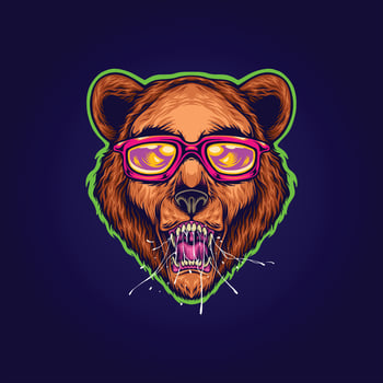 Cool bear head wearing stylish sunglasses illustrations vector illustrations for your work logo, merchandise t-shirt, stickers and label designs, poster, greeting cards advertising business company
