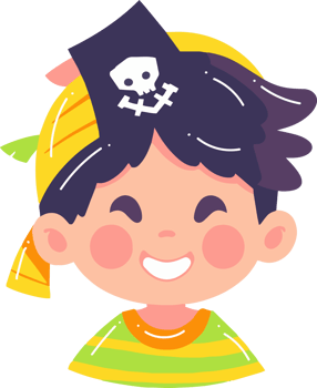 Hand Drawn cute kid pirate in flat style png