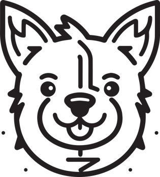 cute dog logo in flat style png