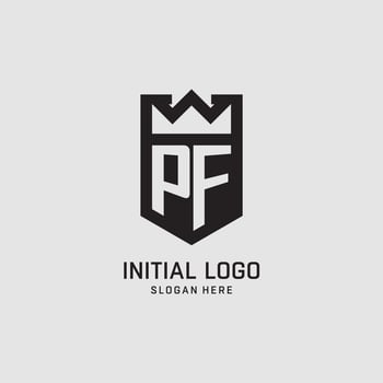 Initial PF logo shield shape, creative esport logo design vector