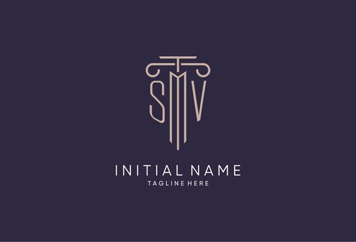 SV logo initial pillar design with luxury modern style best design for legal firm vector