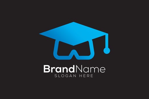 VR headset grad logo design template vector