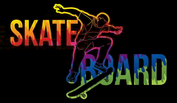 Skateboard Text Designed with Male Player Graffiti vector