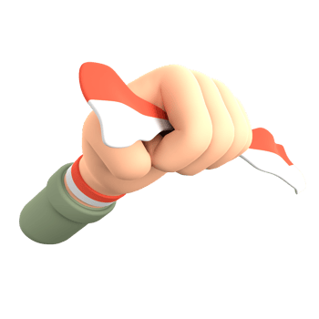 Indonesia independence day 3D icon hand holding flag with green sleeves png