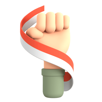 Indonesia independence day 3D icon fist with flag png