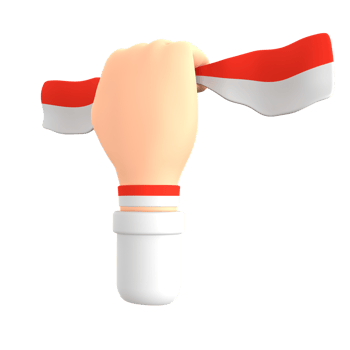 Indonesia independence day 3D icon hand holding flag with white sleeves png