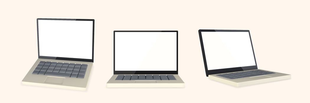 3d realistic laptop with blank screen on light background. Vector illustration