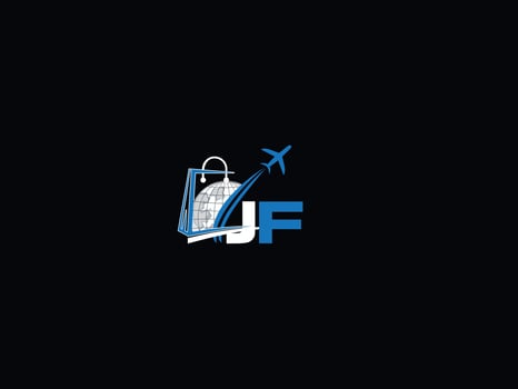 Minimalist Global Jf Logo Icon, Alphabet JF Travel Logo Template vector
