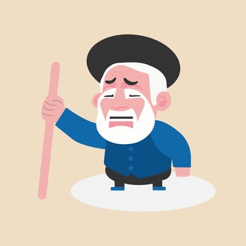 A sad old man facial expression.Unhappy emotion on face.Depressed old man. Vector illustration.