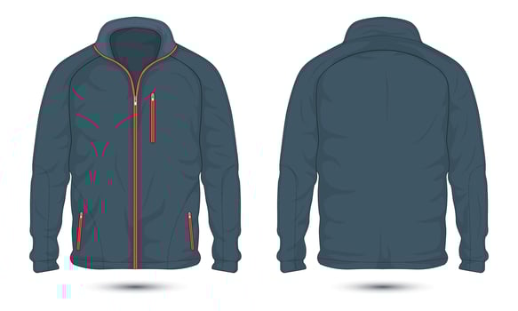 Outdoor jacket template front and back view. Vector illustration