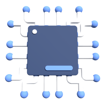 3d render of microchip or semiconductor chip. 3d icon processor chip. CPU central processor unit isolated. 3d rendering illustration png