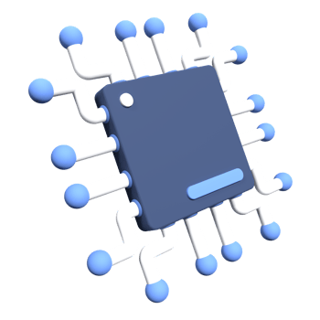 3d render of microchip or semiconductor chip. 3d icon processor chip. CPU central processor unit isolated. 3d rendering illustration png