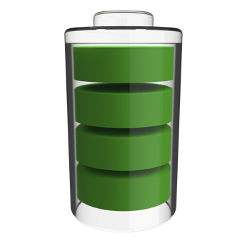 Glossy transparent battery symbol. Full power status concept design. Battery 3d icon. Energy glass storage. 3d render illustration png